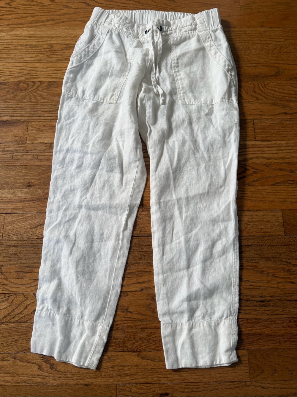 Athleta Women's Size 2 Cabo Linen Jogger Lightweight Pant White Elastic Waist